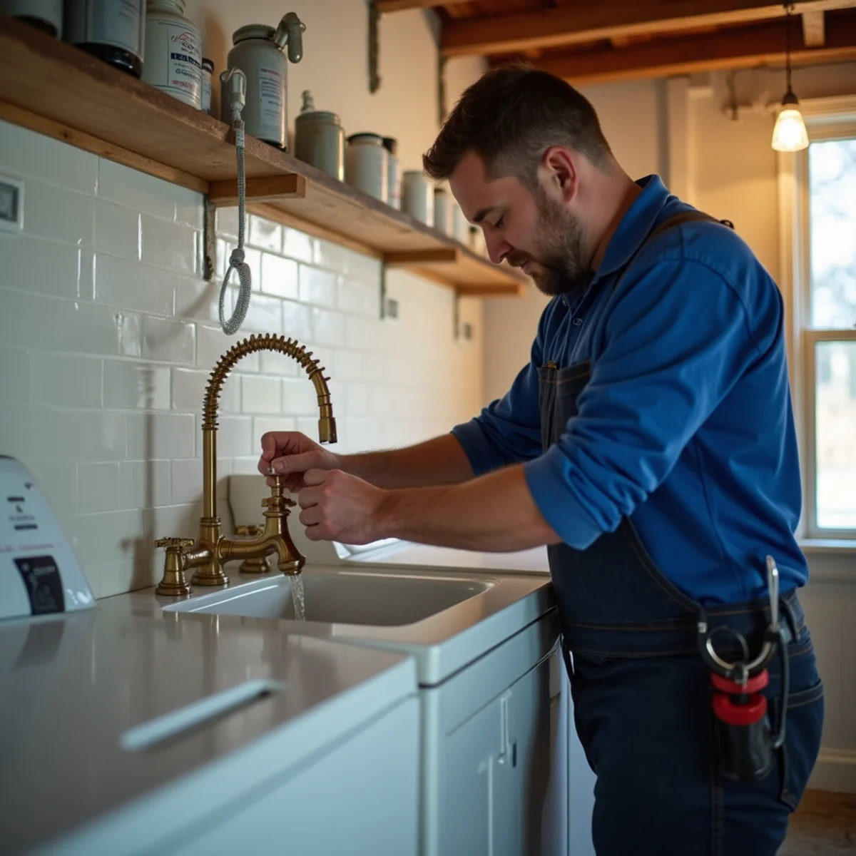 Opening basement utility laundry sink faucet to relieve trapped hydraulic pressure