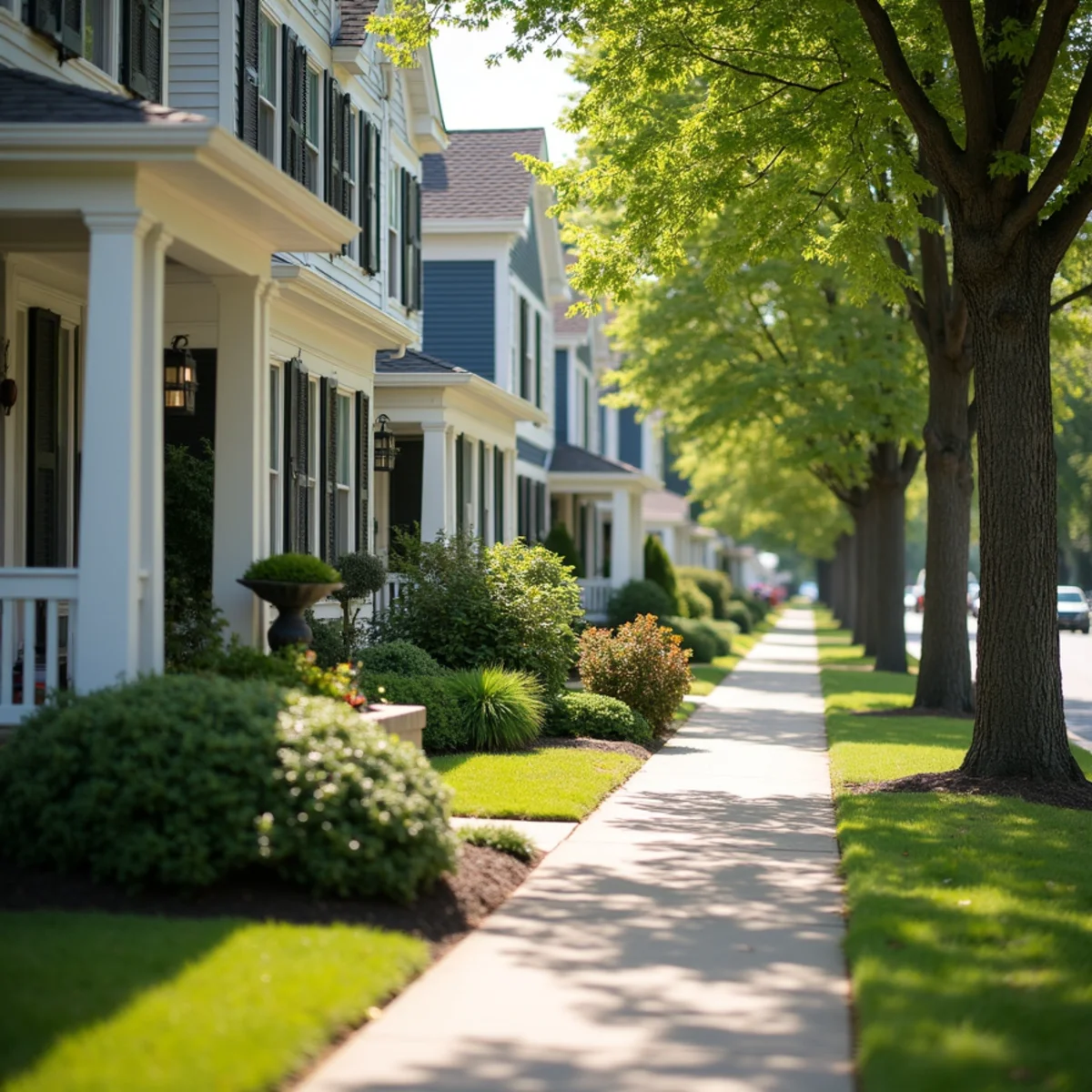 Suburban homes in The Glen neighborhood near Gallery Park in Glenview, IL