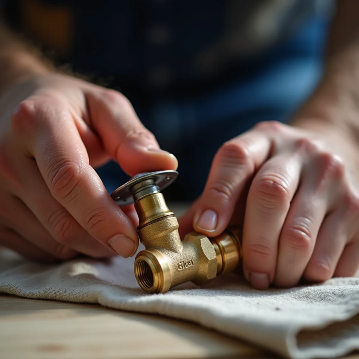 Licensed plumber soldering replacement copper water pipe fitting in Wilmette, IL basement