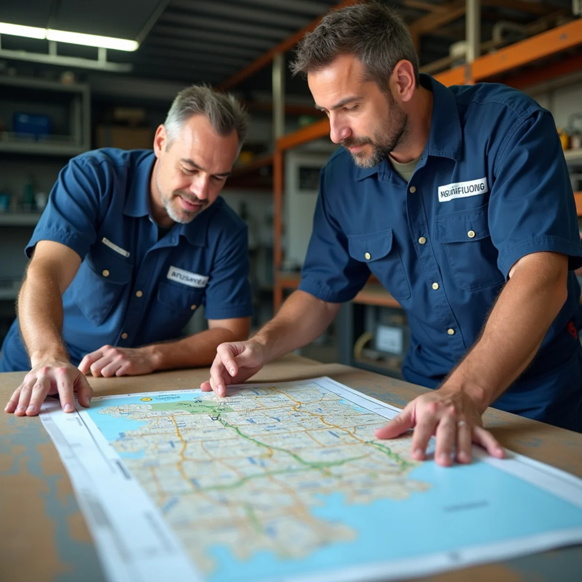 Map and regional dispatch fleet for Linden Plumbers across northern Cook County