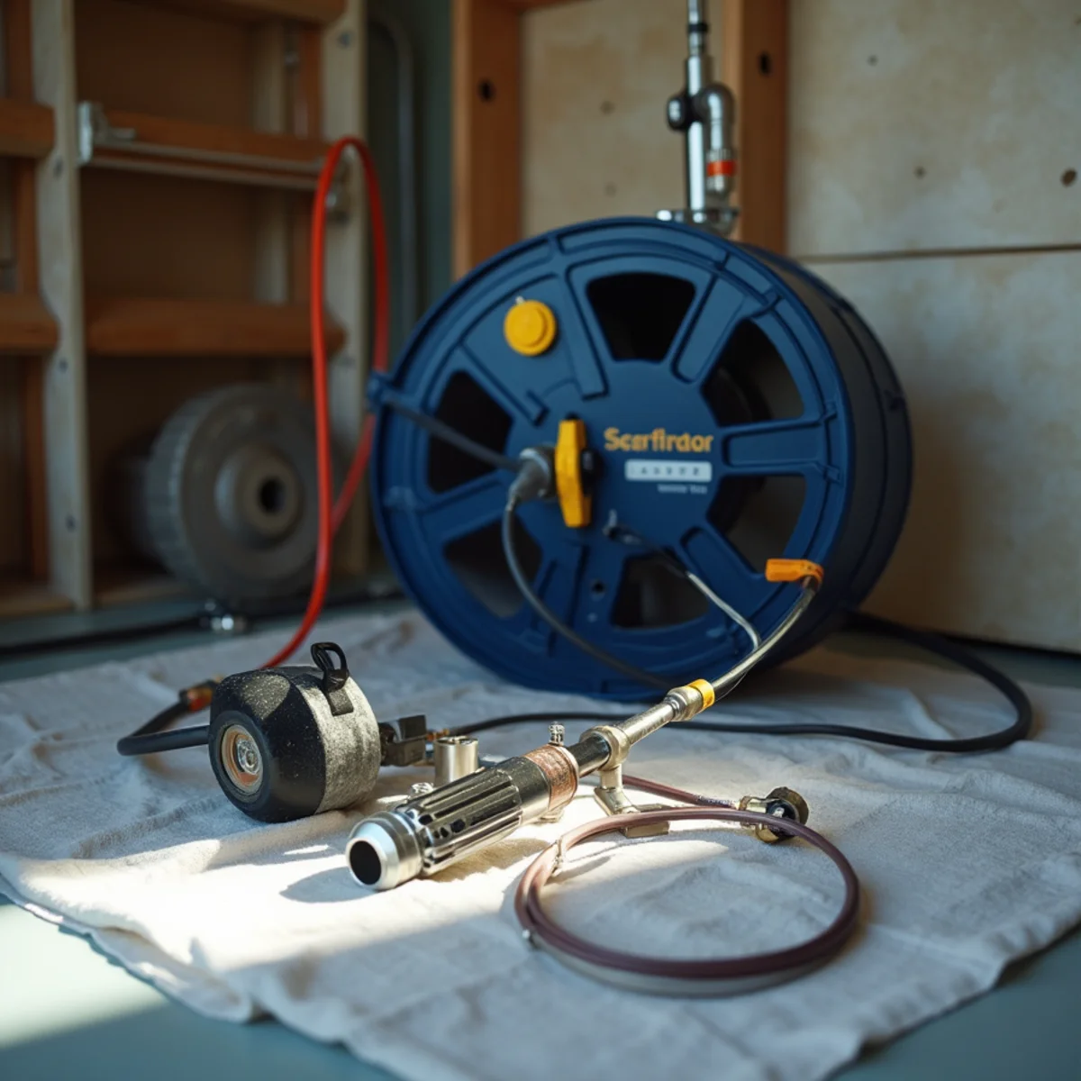 Professional plumbing diagnostic sewer camera and hydro jetting tools array in Wilmette