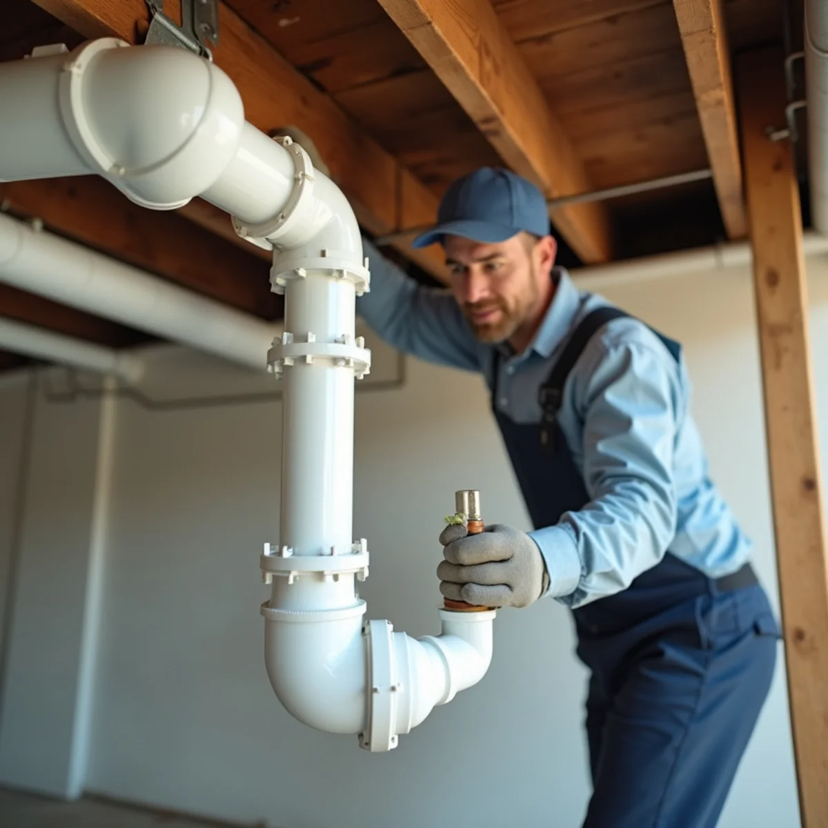 Elevated overhead sewer discharge pipe with silent check valve assembly