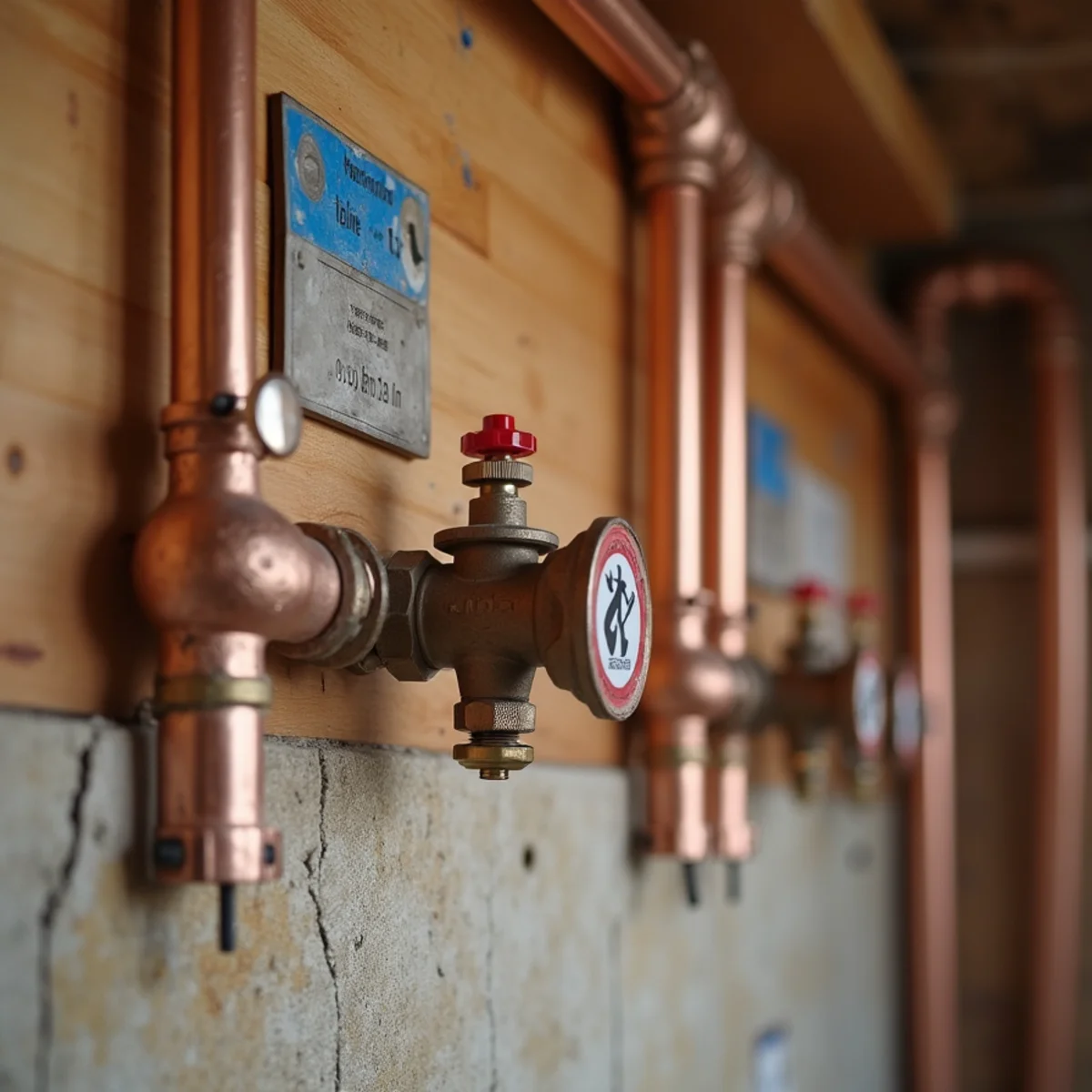 Neat residential copper water supply manifold with quarter-turn ball valves in Wilmette